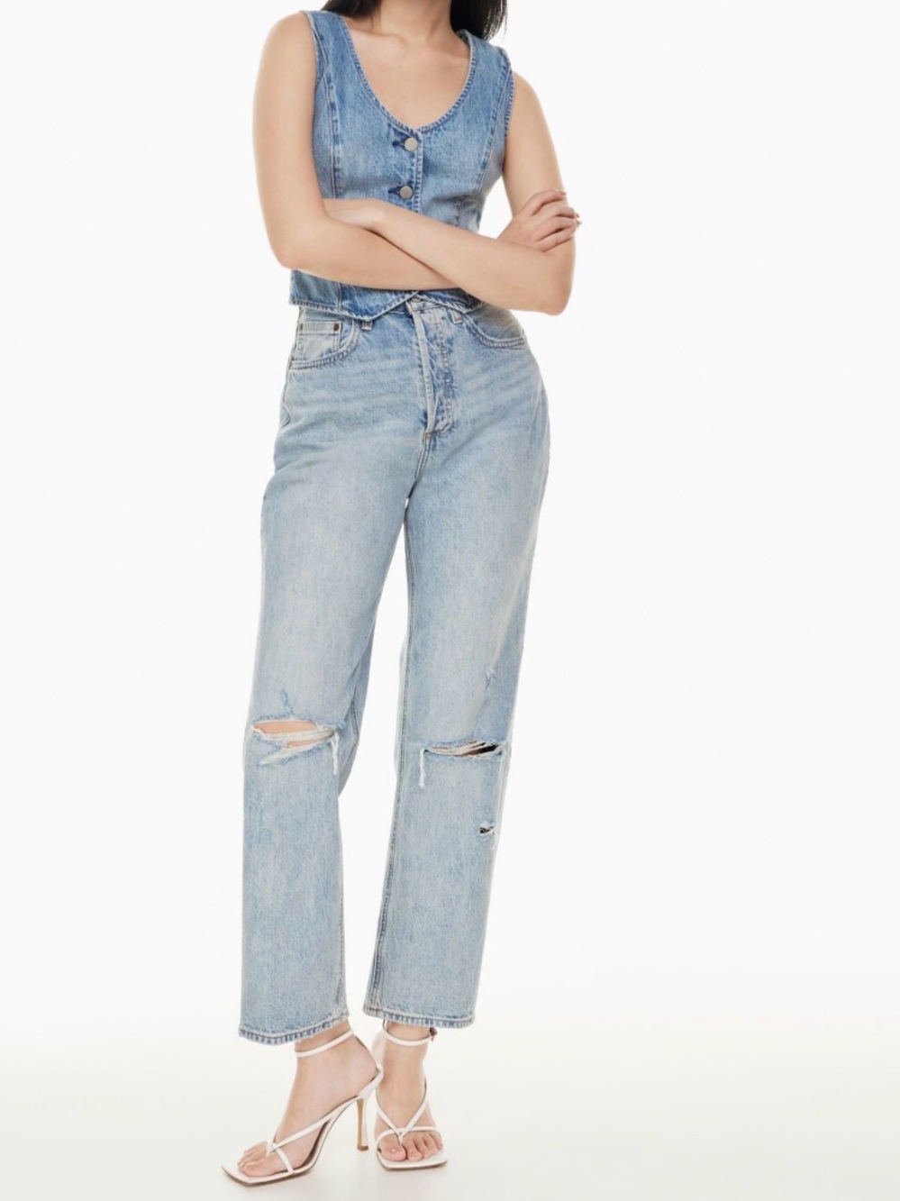 Denim Forum High-Rise Loose Jeans in 7yrs Picture This Bleu, size 24
